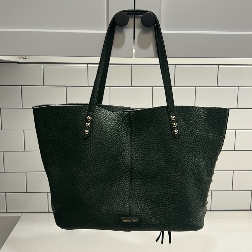 Rebecca Minkoff Dark Green Unlined Leather Tote Bag. - Picture 3 of 10
